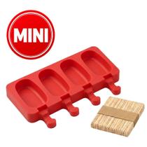 Forma em Silicone para Mini Picolé Magnum 4 cavidades Antiaderente Com 50 Palitos Forma em Silicone para Mini Picolé Magnum 4 cavidades Antiaderente Com 50 Palitos