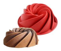 Forma Espiral Bolo Torta E Pudim Redonda Em Silicone 23cm