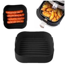 Forma Forro Air Fryer Silicone Quadrada Antiaderente Preta