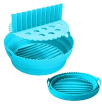 forma fritadeira silicone Air Fryer com divisor cor azul