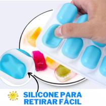 Forma Gelo Ice Papinha Flexivel Multiuso Lavável Fundo Silicone 21 Cubos Retangular