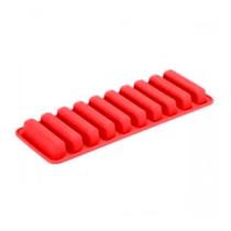 Forma gelo retangular vermelha de silicone clink