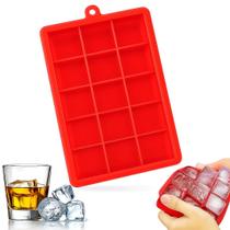 Forma Gelo Silicone 15 Cubos Vermelha Yab Bandeja Flexível Cubo Grande Para Drinks Bebidas Geladas