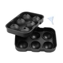 Forma Gelo Silicone 6 Esferas Bola Com Funil Bar Whisky Bebida Preta
