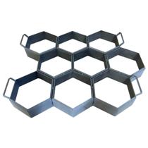 Forma Manual 9 Blocos Piso Sextavado Bloquete 20x20x6 Aço Desforma Na Hora