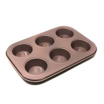 Forma molde 6 muffins aço carbono rosê 27x18cm Bistró