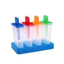 Forma Molde de Plástico Para 4 Picolés Sorvete Colorido Forma Molde de Plástico Para 4 Picolés Sorvete Colorido