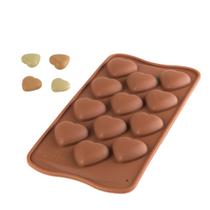 Forma Molde de Silicone 12 Corações Bombom Chocolate Trufas Rosa Páscoa Gelo Coração