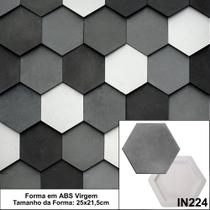 Forma molde para gesso 3d sextavado 25x21,5cm em abs virgem 2mm gesso/cimento 3d in224 Forma molde para gesso 3d sextavado 25x21,5cm em abs virgem 2mm gesso/cimento 3d in224