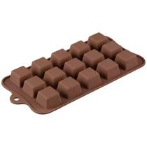 Forma Molde Silicone Chocolate Bombom Doces Quadrados 21Cm