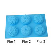 Forma Molde Silicone Sabonetes / Bolos Geléias Mousses 6 cavidades Flor Forma Molde Silicone Sabonetes / Bolos Geléias Mousses 6 cavidades Flor