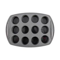 Forma Muffin Cupcake Silicone 12 Divisórias Cinza 32cm James.F