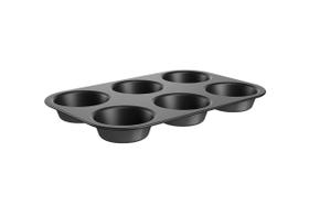 Forma Muffin/Cupcakes pró-flon antiaderente 6 divisões 27,2x18x2,5cm Grafite - Brinox