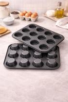 Forma p/ Cupcake e Pão Queijo 12 Cavidades - Aço Carbono Forma p/ Cupcake e Pão Queijo 12 Cavidades - Aço Carbono