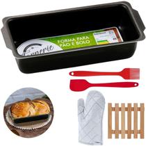 Forma Pão 1,3L + Luva + Pincel + Espátula + Descanso Panela