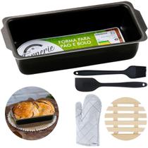 Forma Pão 1,3L + Luva + Pincel + Espátula + Descanso Panela