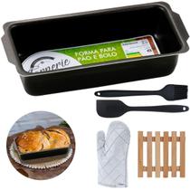 Forma Pão 2L + Luva + Pincel + Espátula + Descanso Panela