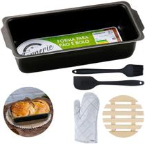 Forma Pão 900Ml + Luva + Pincel + Espátula + Descanso Panela
