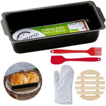 Forma Pão 900Ml + Luva + Pincel + Espátula + Descanso Panela