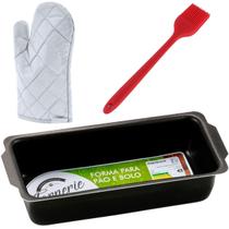 Forma Pão Retangular Antiaderente 900Ml + Luva + Pincel