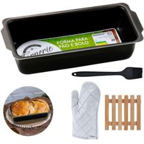 Forma Pão Retanular 1,3L + Luva + Pincel + Descanso Panela