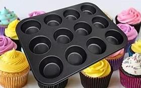 Forma para 12 Cupcakes Em Aço Carbono com antiaderente 35 x 26 x 3 Cm