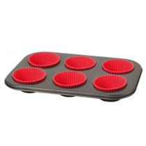 Forma para 6 Cupcakes em Aço Antiaderente com Silicone