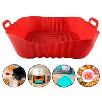 Forma Para Air Fryer De Silicone Quadrada Com Alça 16cm