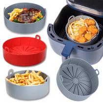 Forma Para Airfryer Reutilizável Antiaderente Redonda Sem Sujeira Forro Silicone