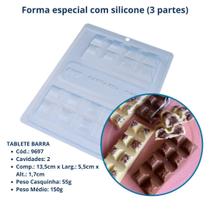 Forma para chocolate Tablete Barra 55g cod 9697 (3 Partes "01 de silicone") - BWB