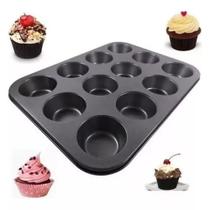 Forma para Cupcake 12 Cavidades Aço Carbono Grande