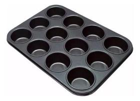 Forma Para Cupcake 12 Cavidades Aço Carbono Grande
