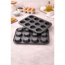 Forma para Cupcake e Pão de Queijo 12 Cavidades Aço Carbono Cinza Fratelli Forma para Cupcake e Pão de Queijo 12 Cavidades Aço Carbono Cinza Fratelli
