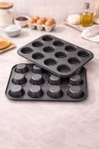 Forma para cupcake e pão de queijo 12 cavidades (preta)