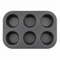 Forma para Cupcakes 6 Cavidades Antiaderente em Aço Carbono 26x18x3cm