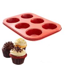Forma para Cupcakes Color Vermelha 6 Cavidades 123util