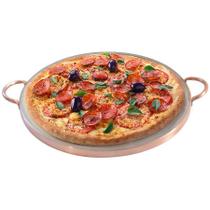 Forma Para Pizza Em Pedra Sabão Brasart Com Alca De Cobre 37 Cm