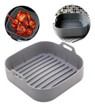 Forma Protetor De Air Fryer Quadrado Em Silicone Cinza 16cm Forma Protetor De Air Fryer Quadrado Em Silicone Cinza 16cm