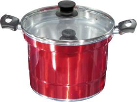 Forma Pudim Banho Maria Vermelho Tampa De Vidro 5,0 Litros