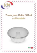 Forma pudim c/tampa 500 ml - 06 unidades- embalagem pudim (10232)