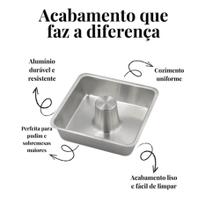 Forma Quadrada Com Furo Pudim 20x7 cm Bolo Torta Suiça Alumínio