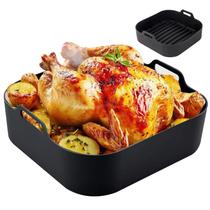 Forma Quadrada de Silicone para Air Fryer 20x20cm Antiaderente e Reutilizável com Alça Prática para Forma Quadrada de Silicone para Air Fryer 20x20cm Antiaderente e Reutilizável com Alça Prática para