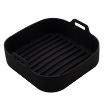 Forma Quadrada de Silicone Para Air Fryer Preta 20cm x 7cm