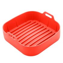 Forma Quadrada de Silicone para Air Fryer Vermelha 20cm