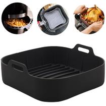 Forma Quadrada De Silicone Para Airfryer Multiuso Preta 20cm - Lyor