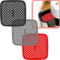 Forma Quadrada Para Air Fryer Tapete De Silicone Reutilizável Fritadeira Kit Com 3
