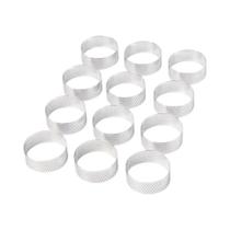 Forma Redonda De Aço Inoxidável Perfurada De 5CM Para Torta, Anel De Flan Francês Com Furos Para Forma Redonda De Aço Inoxidável Perfurada De 5CM Para Torta, Anel De Flan Francês Com Furos Para