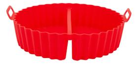 Forma Redonda De Silicone Air Fryer Vermelha Lyor 22x19x6cm Forma Redonda De Silicone Air Fryer Vermelha Lyor 22x19x6cm