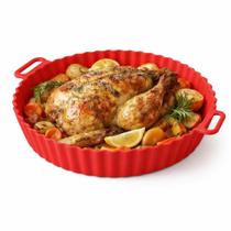 Forma Redonda de Silicone para Air Fryer Antiaderente Fácil Limpeza