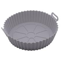 Forma Redonda de Silicone para Air Fryer Cinza 19cm x 6,5cm